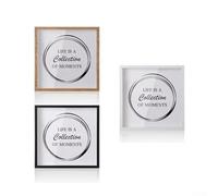 Boîte de rangement pour tickets, cartes postales, photos, boîte de rangement avec façade en acrylique transparent incassable, cadre en bois robuste à suspendre ou étagère sans clous (marron + noir +