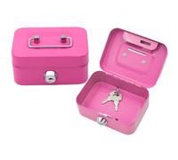 Boîte de rangement pour tirelire, verrouillable en métal, rose