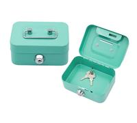 Boîte de rangement pour tirelire, verrouillable en métal, turquoise