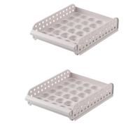 Boîte de Rangement pour Œufs à Grille Double, Plastique Blanc