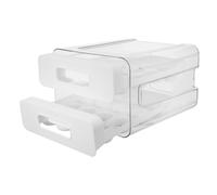 Boîte de Rangement pour Œufs Réfrigérateur à Tiroir, 32 Compartiments | Plastique Transparent PP PET, Couvercle et Fond Antidérapant, Empilable pour Étagère et Préparation