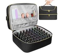 Boîte de rangement pour vernis à ongles - Double couche - Peut contenir 60 bouteilles et une lampe à ongles UV, Noir/blanc, Refer to description, Unisexe