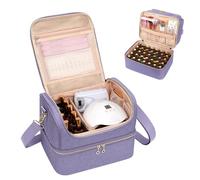 Boîte de rangement pour vernis à ongles, peut contenir 45 bouteilles de vernis à ongles et lampe à ongles, trousse de voyage pour nail tech et outils de manucure (violet, 45 emplacements)