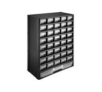 BOITE A COMPARTIMENT - TECTAKE - Casier à vis 41 Tiroirs Etagère Caisse de Rangement Plastique 30 cm x 13,5 cm x 45 cm - Noir/Blanc