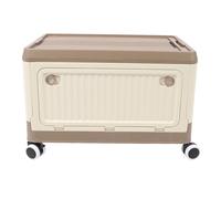 Boîte de rangement PP Matériau Boîte de rangement à roulement empilable avec poignée pour vêtements Chaussures Livres épicerie, bac de rangement portable avec roues de couvercle (S)