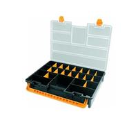 Boîte de rangement professionnelle Organiseur 23 compartiments amovibles Noir Orange 44.3 x 31.7 x 8 cm