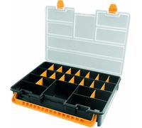 Boîte de rangement professionnelle Organiseur 23 compartiments amovibles Noir Orange 44.3 x 31.7 x 8 cm INTEC