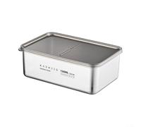 Boîte de rangement rectangulaire en acier inoxydable pour réfrigérateur, boîte de rangement alimentaire avec couvercle scellé pour cuisine et lave-vaisselle (1500 ml)