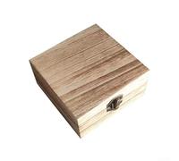 Boîte de rangement rectangulaire en bois non verni avec couvercle à boucle fonctionnelle, action à clapet pour thé, café, grains et utilitaires décoratifs (B)