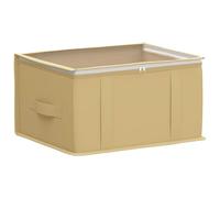 Boîte de rangement rectangulaire en tissu non tissé avec fenêtre PVC | Poignées à bec confortables, zips doubles, pliable à plat, tissu respirant, salon ou chambre