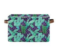 Boîte de rangement rectangulaire pliable en forme de saut vert cactus violet