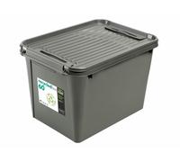 Boîte de rangement recy avec couvercle et roulettes Gris 55 cm 60 l