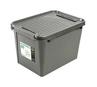 Boîte de rangement recy avec couvercle et roulettes Gris 55 cm 60 l