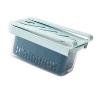 Boîte de Rangement Réfrigérateur Bleue en Pp et Silicone | Tiroir Coulissant, Évacuation D’eau Intégrée, Stockage Ordonné des Fruits