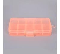 Boîte de rangement réglable en plastique transparent à 10 compartiments pour bijoux, petits articles et pilules (orange)
