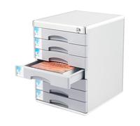Boîte de rangement robuste à 7 compartiments - Tiroirs en métal avec barre d'étiquetage et serrure de sécurité - Armoire de rangement empilable pour bureau, bureau à domicile