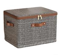 Boîte de rangement robuste en non-tissé avec motif de grille - Cube pliable pour jouets, collations et boîtes d'archives 33 cm (grande taille)