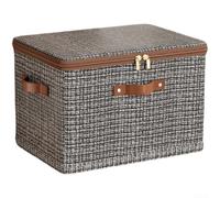 Boîte de rangement robuste en non-tissé avec motif de grille - Cube pliable pour jouets, collations et boîtes d'archives 33 cm (taille extra large)