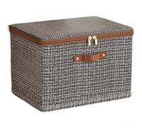 Boîte de rangement robuste en tissu non tissé avec motif de grille - Cube pliable pour jouets, collations et boîtes d'archives 33 cm (taille moyenne)