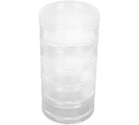 Boîte de rangement ronde empilable transparente pour boutons de perles, travaux manuels, réparation de montres, conteneur à vis, petite boîte de tri cylindrique (3,8 x 9,7 cm)