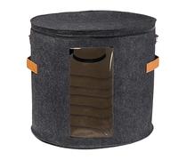 Boîte De Rangement Ronde En Feutre - Valise De Voyage Pliable Pour Chapeau 48,3 Cm De Diamètre X 43,2 Cm De Hauteur | Étui À Chapeau Portable Avec Devant Translucide, Chapeaux De Plage, Hommes Et Femm