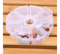 Boîte de rangement ronde en plastique transparent à 8 compartiments - Boîte à bijoux, à coudre, à pilules, à strass, à perles, à médiators