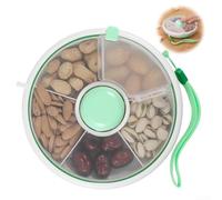 Boîte de rangement rotative avec couvercle, assiette à fruits multi-compartiments pour noix, bonbons, organiseur en plastique ABS pour comptoir de cuisine, 18 cm, cyan