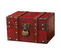Boîte de rangement rustique en bois avec serrure, organiseur parfait pour clés, mots de passe et petits trésors (rouge B)