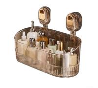Boîte de rangement sans perçage, étagère de salle de bain à ventouse, organiseur mural sans trous, étanche pour cabine de douche avec drainage, support de toilette en PET transparent et (marron)