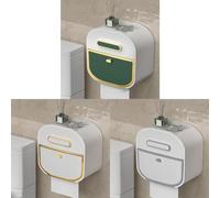 Boîte de rangement sans perçage pour rouleaux de papier toilette et cuisine - Papier texturé Psabs Mouchoirs Compact 22 x 11,5 x 20 cm - Support mural (blanc)