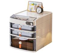 Boîte De Rangement Sécurisée pour Bureau avec Serrure Code Et Tiroirs Organiseur Bureau pour Documents Fournitures Et Objets Personnels Meuble Classement Maison Travail(4-layersA)