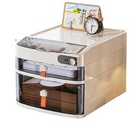 Boîte De Rangement Sécurisée pour Bureau avec Serrure Code Et Tiroirs Organiseur Bureau pour Documents Fournitures Et Objets Personnels Meuble Classement Maison Travail(3-Layers)