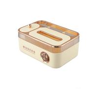 Boîte de rangement segmentée en polypropylène stable 24 cm (crème) | Mécanisme pop-up automatique, utilisation facile à une main, tient à portée de main, protégé contre la poussière
