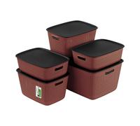 Boîte de rangement set de 5 boîtes décoratives - 1x 45 litres, 2x 10 litres, 2x 17 litres - Panier de rangement Bac en plastique BPA Free Paniers de rangement Récipients, Dust