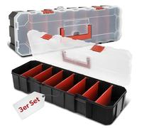 Boîte de rangement Siwitec - Lot de 3 boîtes avec 8 compartiments et 7 séparateurs réglables pour petites pièces en plastique