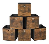 Boîte de Rangement - SONGMICS - Lot de 6 - Tissu Non-tissé et Oxford - 30 x 30 x 30 cm - Marron Rustique et Noir