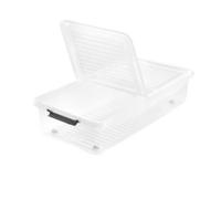 Boite de rangement sous lit - KEEEPER - 53L - Plastique transparent - Ouverture double - Roulettes pivotantes