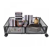 Boîte de Rangement Sous Lit - MENGDA - Tiroir Noir - Métal Durable - Roulettes Pivotantes - 60x40x17 cm