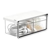 Boîte de rangement sous miroir avec tiroir, organiseur de coiffeuse | Boîte de rangement transparente de type tiroir installée sous une armoire miroir. Il permet de ranger soigneusement les