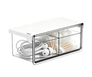 Boîte de rangement sous miroir avec tiroir, organiseur de coiffeuse | Boîte de rangement transparente de type tiroir installée sous une armoire miroir. Il permet de ranger soigneusement les