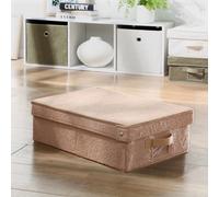 Calicosy Boîte de Rangement avec Couvercle Tissu Bouclette Beige
