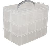 Rayher Boite de Rangement avec Poignée de Transport Boite de Rangement à 17 Compartiments, 23,1 x 15,6 x 18,5cm, Transparent, Grand