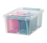 Boîte de rangement transparente avec 6 casiers de couleurs