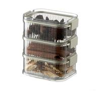 Boîte de rangement transparente avec couvercle hermétique pour épices et ingrédients secs supportant une configuration empilable à 3 niveaux, 4 ou 5 niveaux (A)