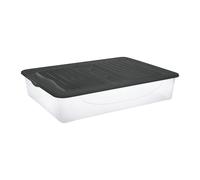 Boîte de rangement transparente/noire, 56L, 590mm x 790mm x 168mm