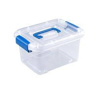 Boîte de rangement transparente pour la maison, le salon, la chambre à coucher, les jouets, le tri des vêtements, empilable, boîte de rangement multifonctionnelle (bleu, 27,4 x 17,8 x 14,4 cm)