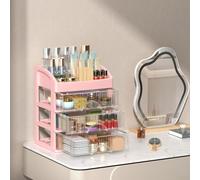 Boîte de rangement transparente pour maquillage avec plusieurs compartiments et disposition personnalisable, conçue pour stocker les essentiels de beauté en toute sécurité et proprement sur n'importe