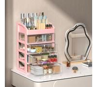 Boîte de rangement transparente pour maquillage avec plusieurs compartiments et disposition personnalisable, conçue pour stocker les essentiels de beauté en toute sécurité et proprement sur n'importe