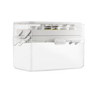 Boîte de rangement transparente pour médicaments - Organisateur double couche 10 pouces, étui portable polyvalent, conception à poignée pliable | Cosmétiques collations fournitures de médicaments mais