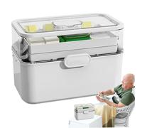 Boîte de rangement transparente pour médicaments - Pilulier mensuel | Boîte à médicaments amovible à 3 niveaux avec plateau pour famille, hommes, personnes âgées | Double couche multi-grille